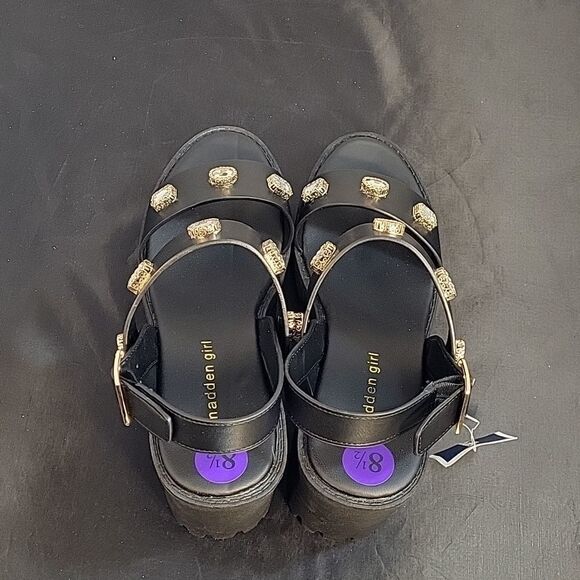 BRAND NEW MADDEN GIRL CRYSTAL LEATHER PLASFORM HEEL SANDAL G1 - Picture 7 of 13